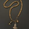Beautiful 35 inch faceted citrine bead necklace with bronze Coptic cross and chunky citrine bead.